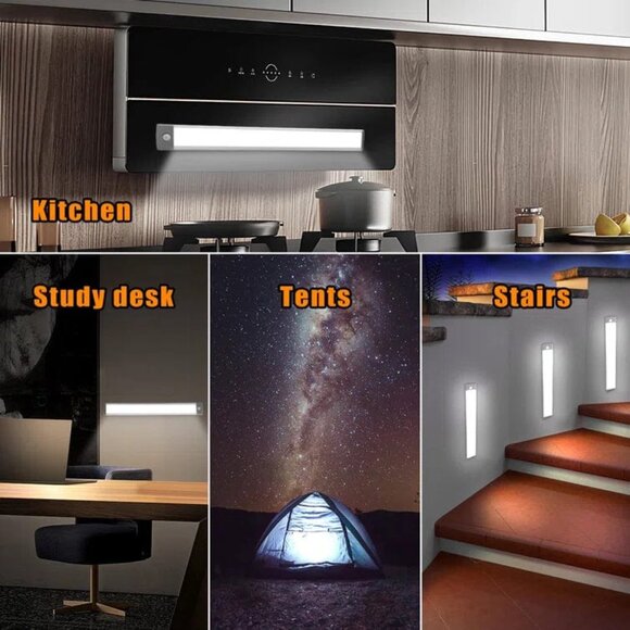 2-Pack 62 LED Under Cabinet Sensor Lights Rechargeable Wireless - Picture 8 of 8